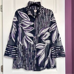 Chico's (their size 2) Black and Purple Sheer Blouse